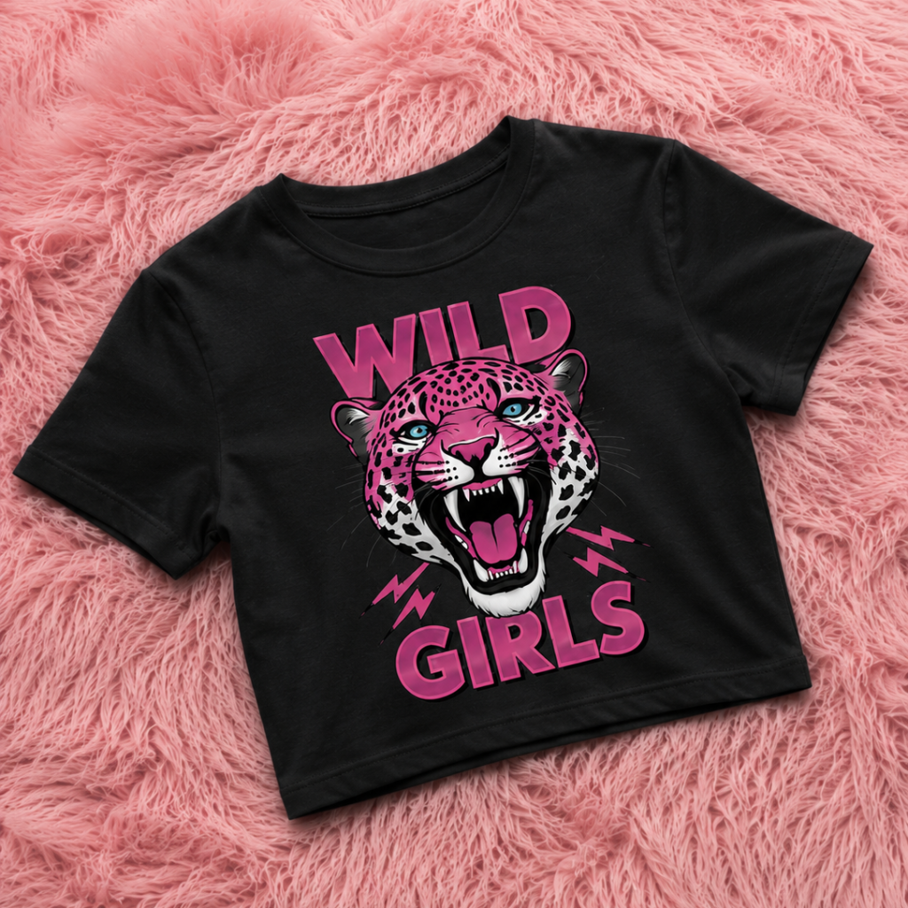 Wild Girls Crop Top – Fierce Leopard Graphic Crop Tee