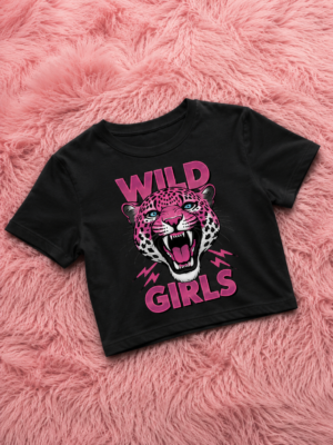 Wild Girls Crop Top – Fierce Leopard Graphic Crop Tee
