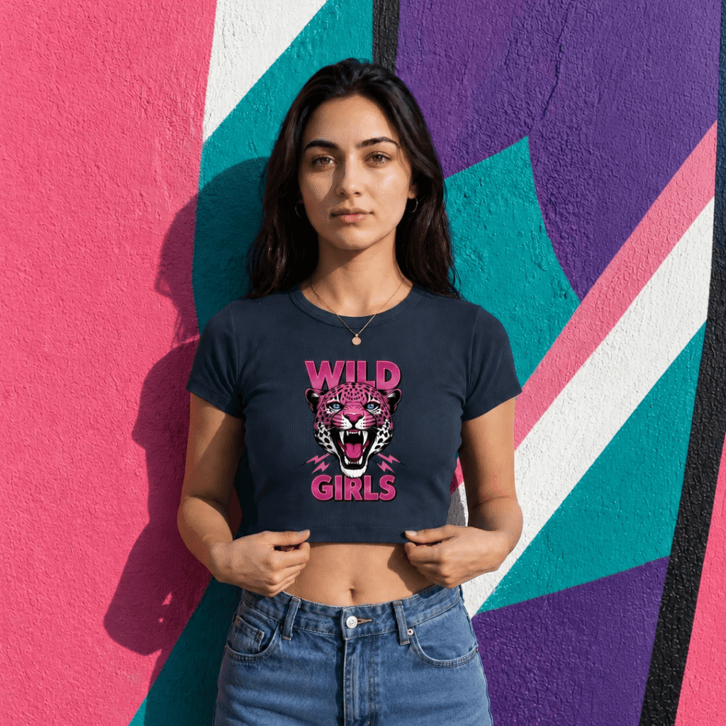 Wild Girls Crop Top – Fierce Leopard Graphic Crop Tee