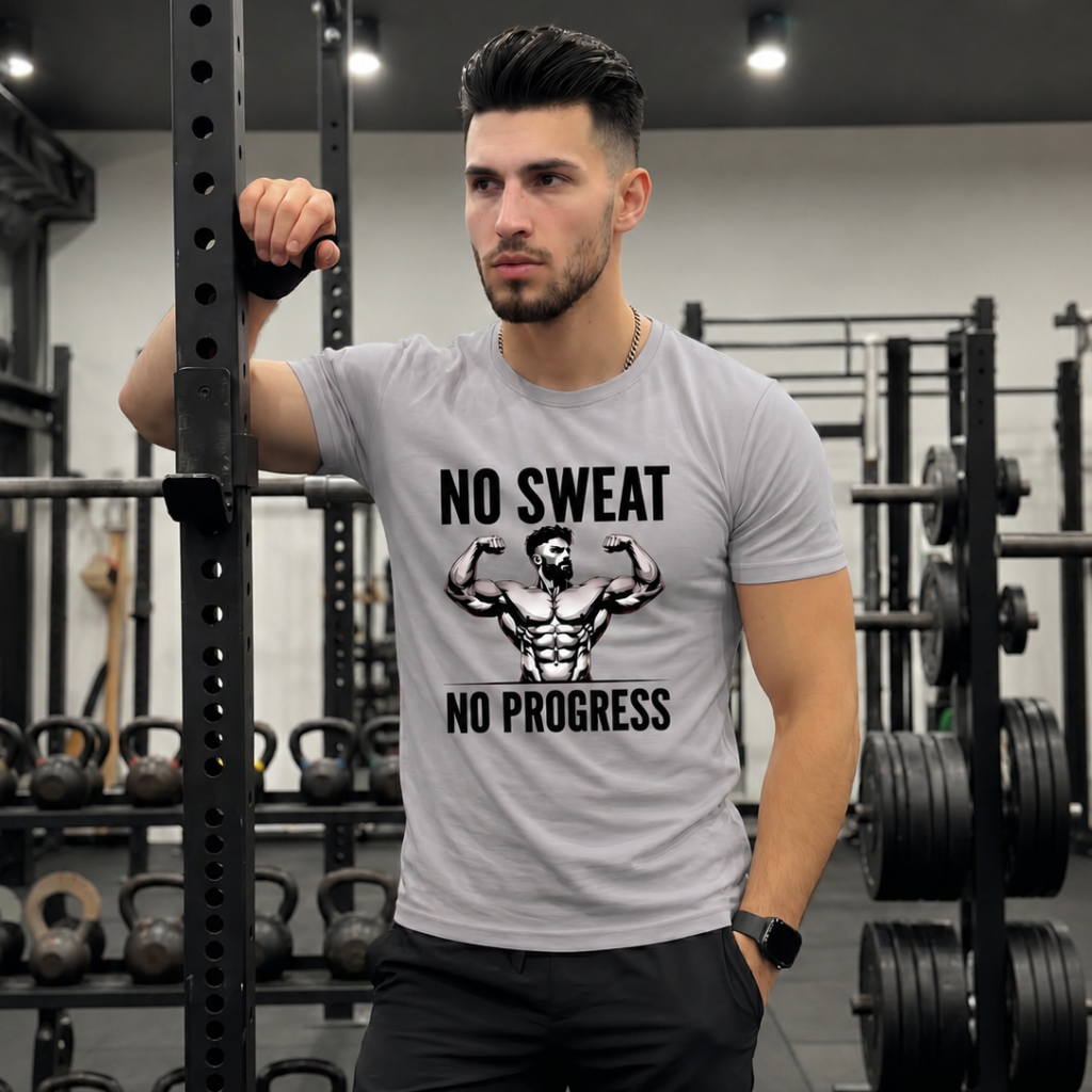 No Sweat No Progress Gym Motivation Classic Crew T-Shirt