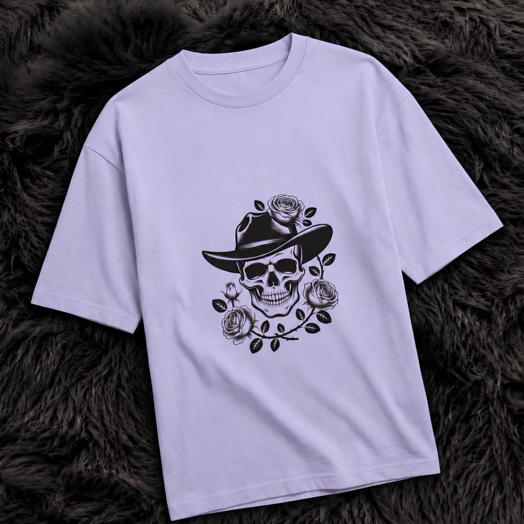 Skull Cowboy Oversized T-Shirt – Streetwear Unisex Tee