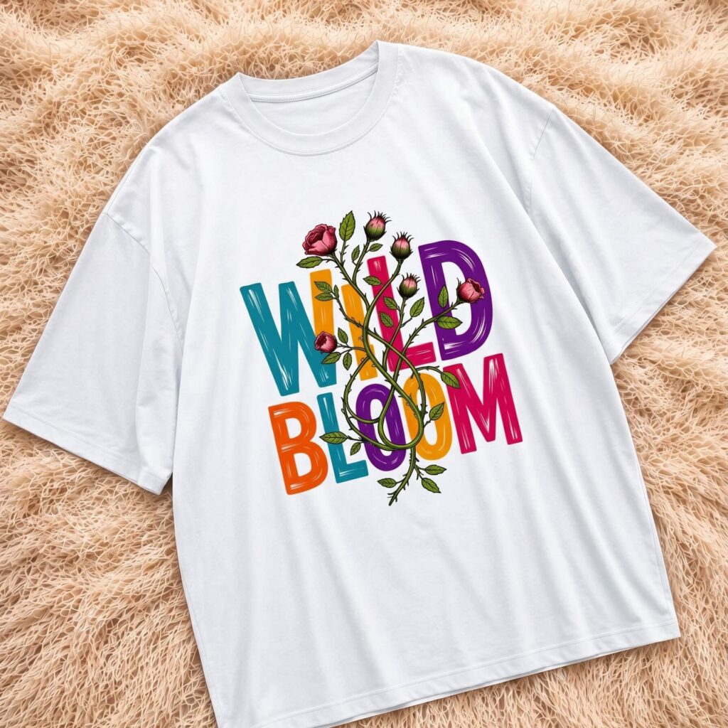 Wild Bloom Women's Oversized T-Shirt – Relaxed Fit Floral Graphic Tee