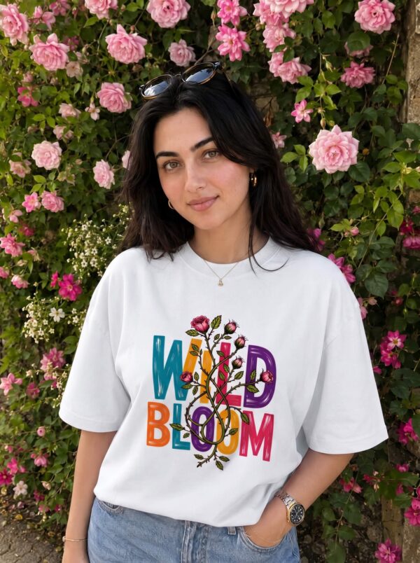 Wild Bloom Women's Oversized T-Shirt – Relaxed Fit Floral Graphic Tee