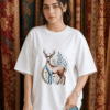 Floral Deer Women's Oversized T-Shirt – Nature Inspired Tee