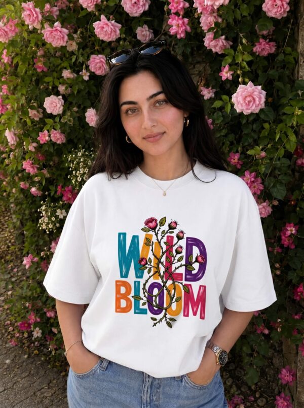 Wild Bloom Women's Oversized T-Shirt – Relaxed Fit Floral Graphic Tee