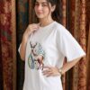 Floral Deer Women's Oversized T-Shirt – Nature Inspired Tee