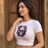 Floral Skull Baby Tee – Gothic Aesthetic Crop Top for Women