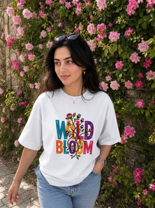 Wild Bloom Women's Oversized T-Shirt – Relaxed Fit Floral Graphic Tee