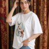 Floral Deer Women's Oversized T-Shirt – Nature Inspired Tee