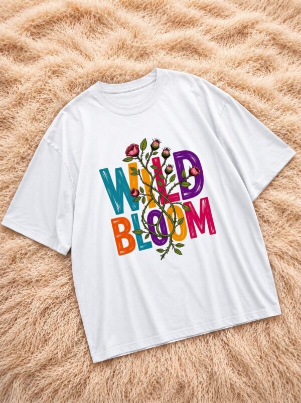 Wild Bloom Women's Oversized T-Shirt – Relaxed Fit Floral Graphic Tee