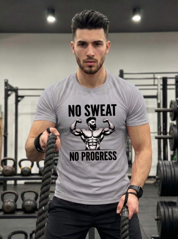 grey1 No Sweat No Progress Gym Motivation Classic Crew T-Shirt