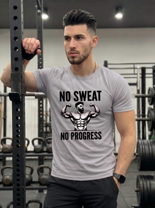 grey2 No Sweat No Progress Gym Motivation Classic Crew T-Shirt