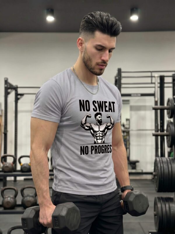 grey3 No Sweat No Progress Gym Motivation Classic Crew T-Shirt