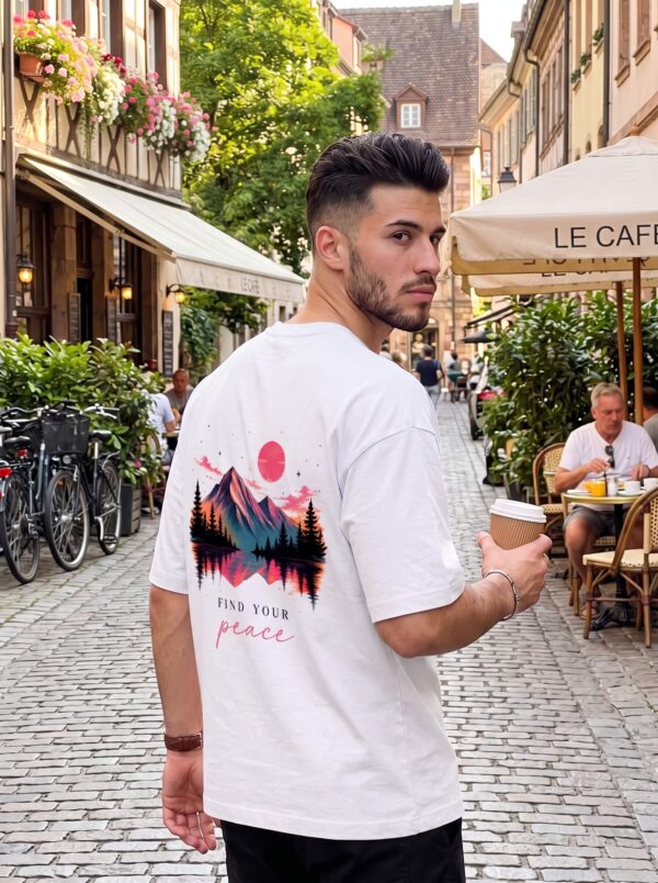 Find Your Peace Men's Oversized T-Shirt – Premium Back Print Tee